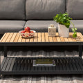 Amber Teak and Aluminum Rectangular Coffee Table
