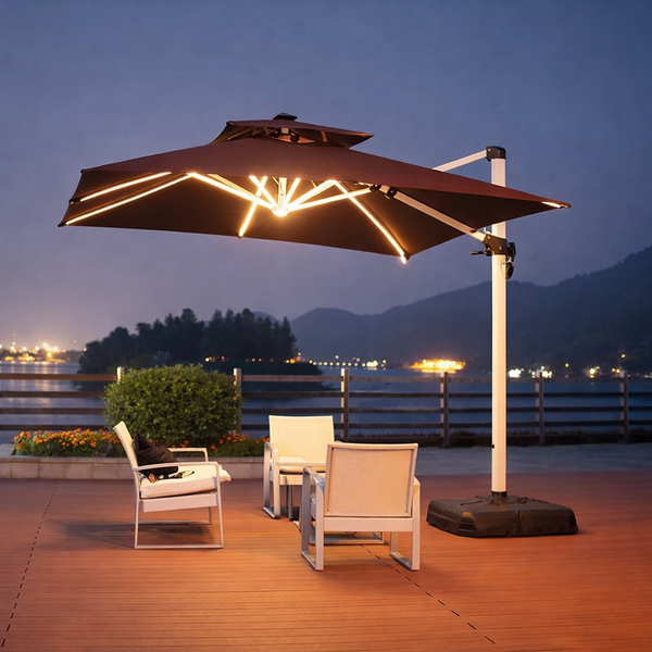 EmberVale LumenArc Cantilever Patio Umbrella