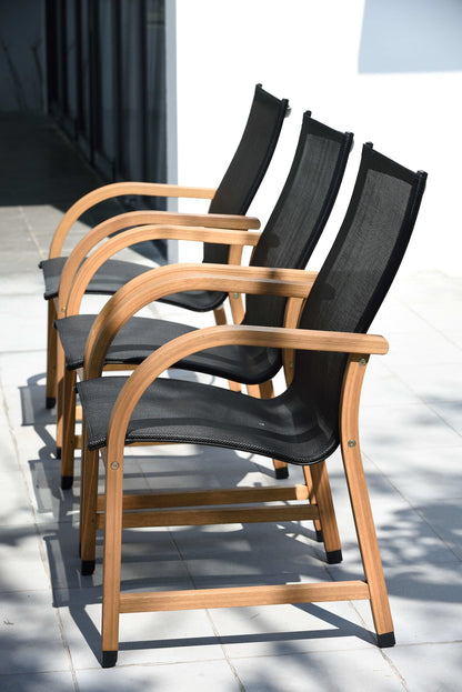 Oldbury Round Table and 4 Manhattan Black Armchair Dining Set