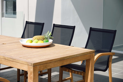 Rinjani Rectangular Table and 6 Manhattan Black Armchair