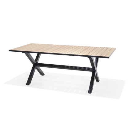 Panama Dark Rectangular Table and 6 Nassau Black Aluminum