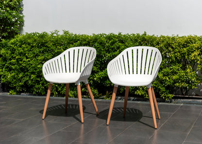 Leyland Table and Nassau White Armchairs Dining Set