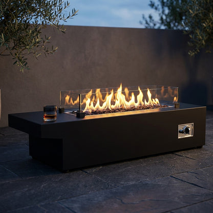 NoirTable Linear Gas Fire Pit — Studio Shot
