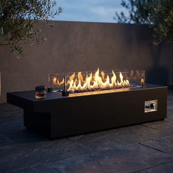 NoirTable Linear Gas Fire Pit — Studio Shot